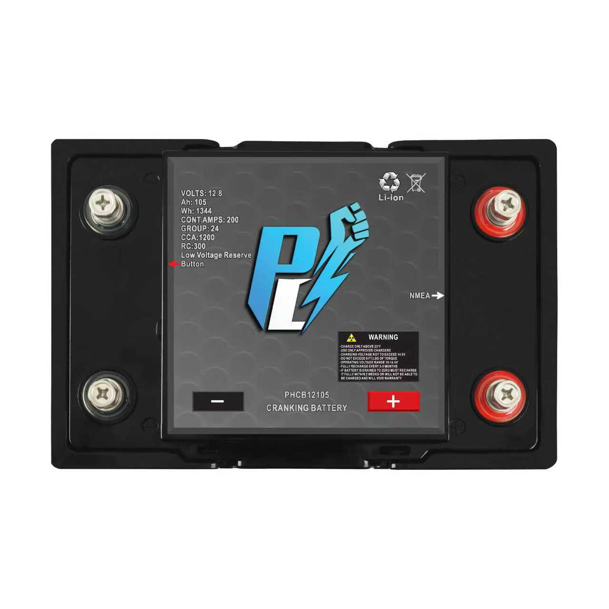 PowerHouse Lithium 12V 105Ah Cranking Battery with Emergency Start - Dual Purpose/ NMEA Connectivity